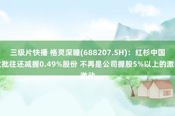 三级片快播 格灵深瞳(688207.SH)：红杉中国大批往还减握0.49%股份 不再是公司握股5%以上的激动