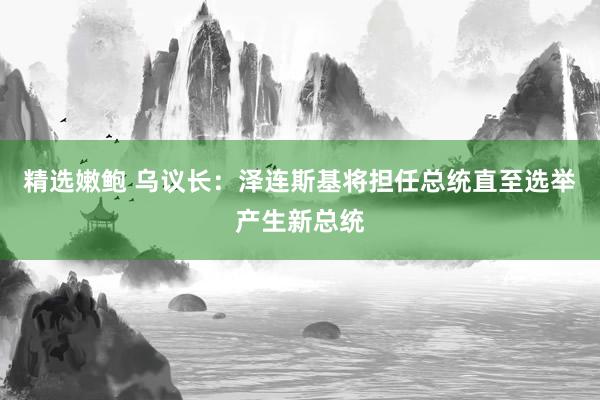 精选嫩鲍 乌议长：泽连斯基将担任总统直至选举产生新总统